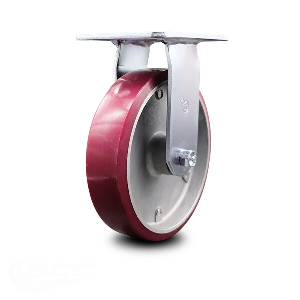 8 Inch Heavy Duty Top Plate Poly on Aluminum Rigid Caster with Roller Bearing